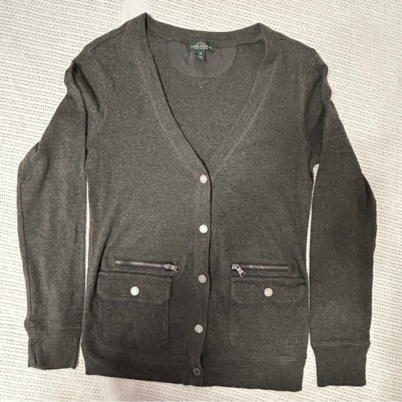 Ralph Lauren Women’s XS Charcoal Grey Cotton Cardigan Sweater Snap Button Preppy - Picture 3 of 8